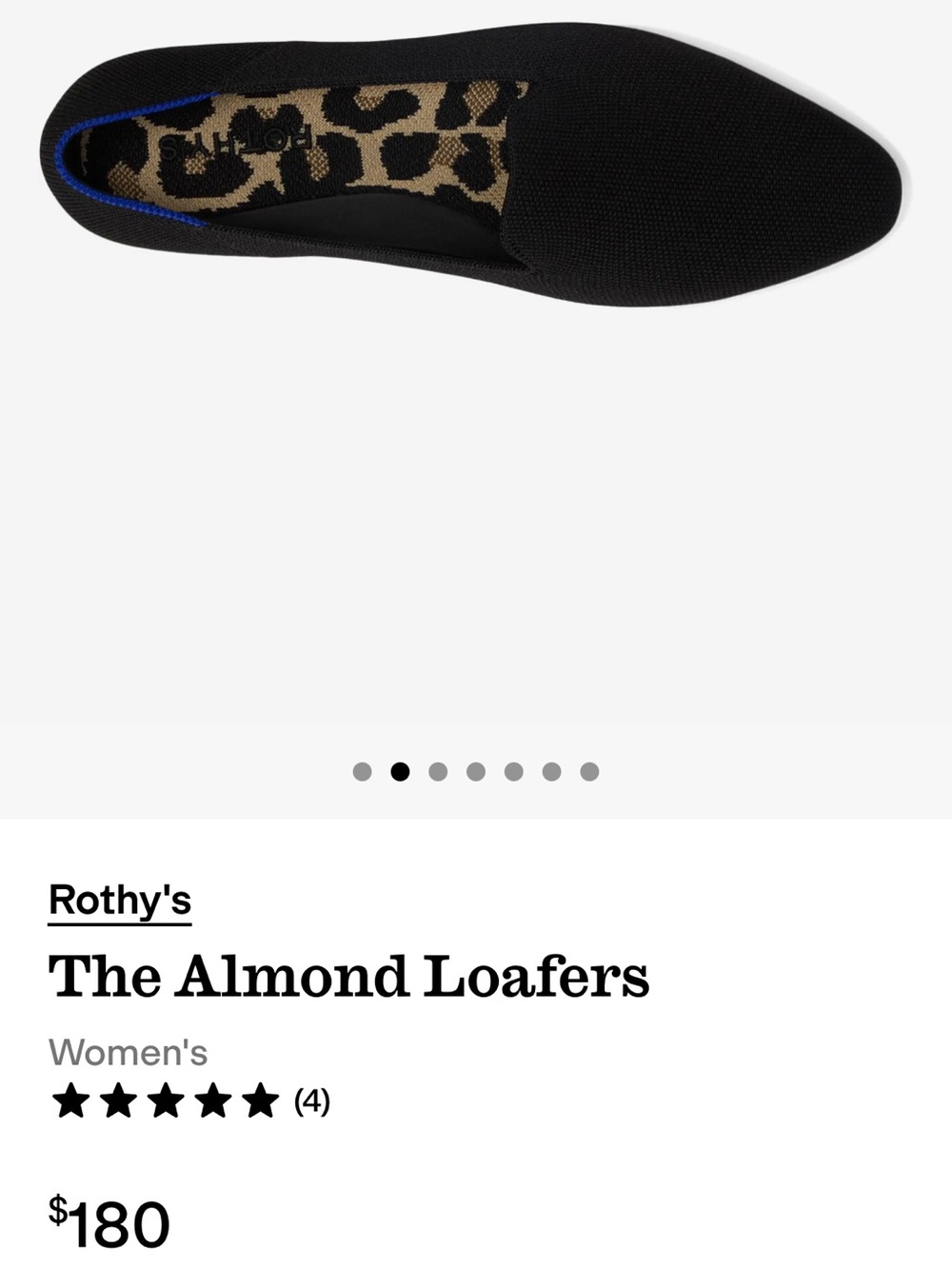 Rothy's The Almond Black Slip-On Loafers with Blue Trim - Picture 3 of 14